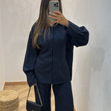 Ensemble rayé ajustable [ bleu ]