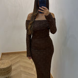 Robe col bateau [ marron ]