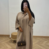 Robe chemise fluide [taupe]
