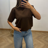 T-shirt épaulette MAISSA [ marron ]