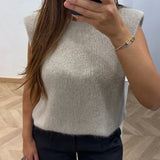 Pull sans manche épaulette [ beige ]