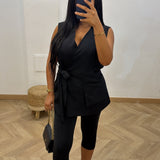 Veste sans manche noué [ noir ]