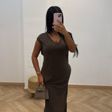 Robe col V [marron]