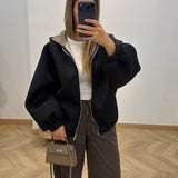 Gilet capuche carreaux [ noir ]