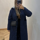 Veste matelassé capuche longue [ bleu nuit ]