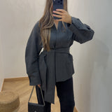 Veste tailleur avec ceinture [ gris]