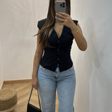 Top tailleur épaulette [ noir ]
