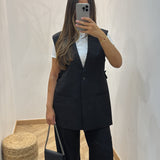 Veste blazer sans manche [ noir ]