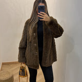 Manteau tresse doux court [ marron ]