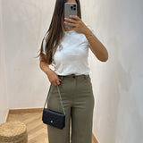 Pantalon pince taille haute [ kaki ]