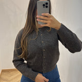 Cardigan manche longue [ marron foncé ]