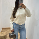 Gilet maille épaulette [ beige ]