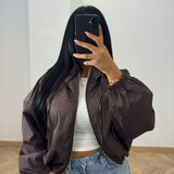 Veste carreau capuche [marron]
