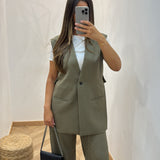 Veste blazer sans manche [ kaki ]