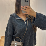 Pull zip avec capuche [ gris foncé ]