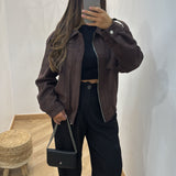 Blouson court en daim [ marron ]