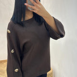 Pull bouton dore [marron]