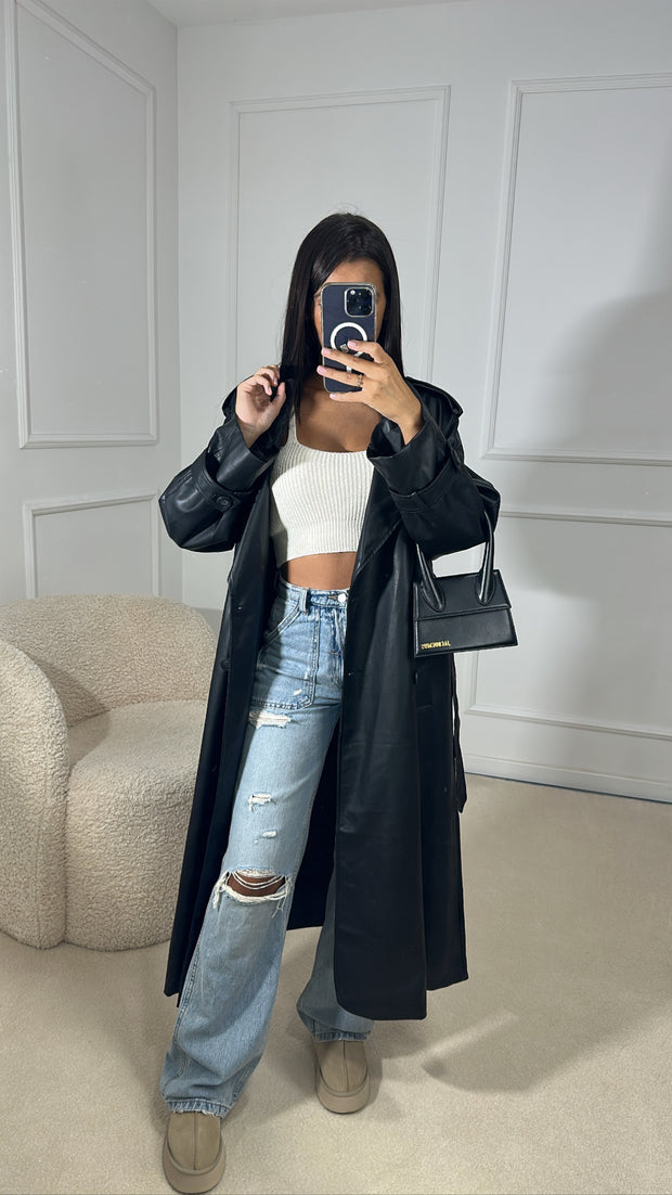 Trench simili cuir [ noir ]