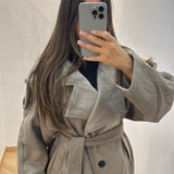 Manteau avec ceinture daim [ taupe ]