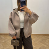 Gilet capuche carreaux [ taupe ]