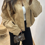Manteau court en daim [ camel ]