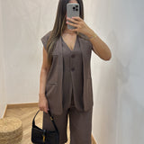 Ensemble gilet tailleur [ marron ]