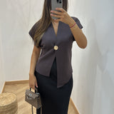 Cardigan asymétrique [ marron ]