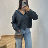 Gilet avec capuche court [ gris ]