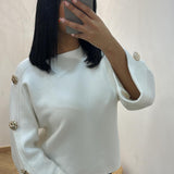 Pull bouton doré [blanc]