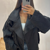 Manteau avec ceinture daim [ marron  ]