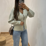 Gilet en maille fermeture agrafe [ taupe ]