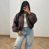 Veste carreau capuche [marron]