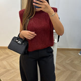 Pull sans manche épaulette [ bordeaux ]