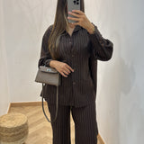 Ensemble rayé ajustable [ marron ]