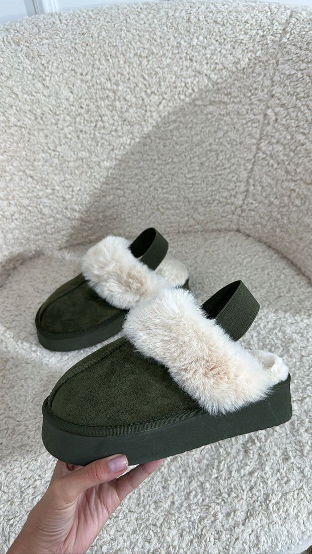 Mules plateforme [ kaki ]