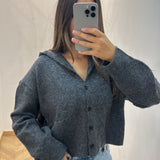 Gilet avec capuche court [ gris ]