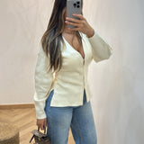 Gilet en maille fermeture agrafe [ beige ]