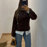 Gilet cardigan ceintré [ marron ]