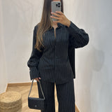 Ensemble rayé ajustable [ noir ]