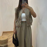 Ensemble veste sans manche [ taupe ]