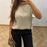 Pull sans manche épaulette [ beige ]