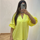 Haut col V bouffant [ jaune ]