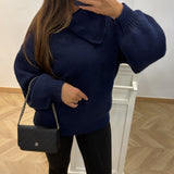 Pull col bouton [ bleu marine ]