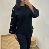 Pull le bouton doré [noir]