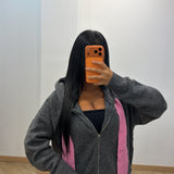 Gilet lacet [gris/rose]