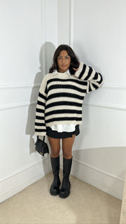 Pull rayé [ beige ]