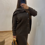 Ensemble écharpe intégré [ marron ]