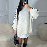 Pull en laine aya surpiqûres [ blanc  ]