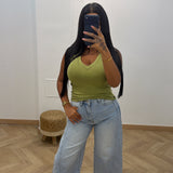 Top col V [ vert olive ]