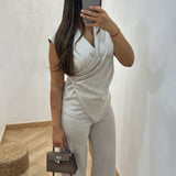 Ensemble cache cœur manche courte [ beige ]